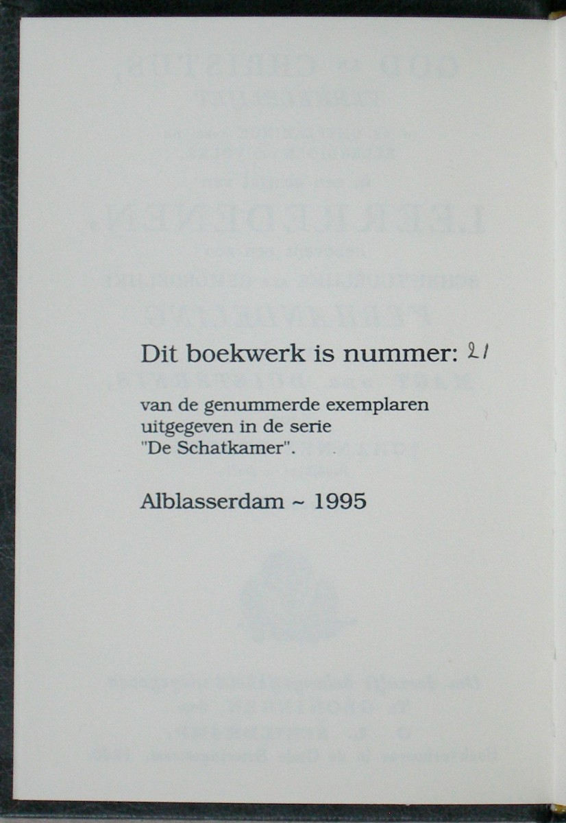 God en Christus, Verheerlijkt, in de Ontferminge over de Ellendigen des Volks, in een achttal van Leerredenen, benevens een zoo Schriftuurlijke als Gemoedelijke Verhandeling over de Magt der Duisternis. Tweede Druk. - Afbeelding 4