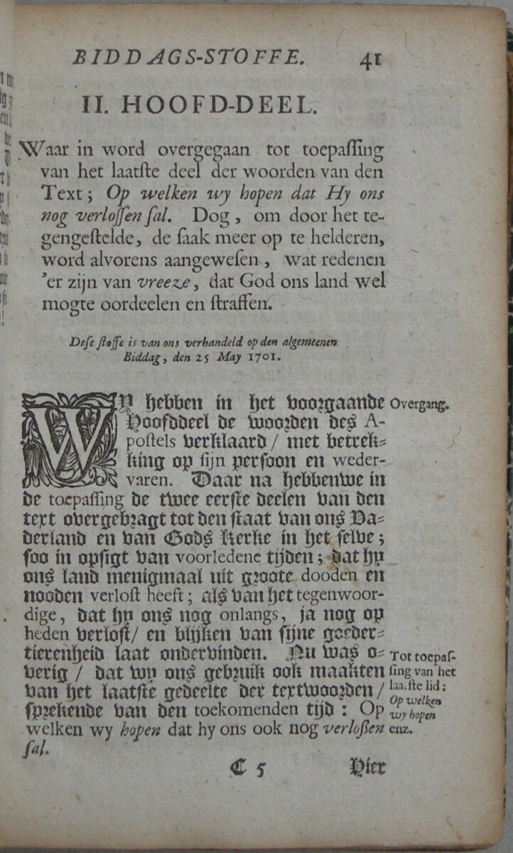 De redenen van Vreese en Hope in het midden van den tegenwoordigen Oorlog, voor de Inwoonderen van Nederland, aandagtiglijk overwoogen. En daar in Gods Voorledene, Tegenwoordige en Gehoopte toekoomende Verlossing der Kerke, door de Vertroosting der Prophetische Schriften, afgebakend en voorgesteld. WAARBIJ: Het Groote Goed van Gods Uitverkoornen, Ende Gods Wonderbaare Goedertierentheden ontrent Nederland. In den Jaare MDCCII. Over Psalm XXXI: 20. en 22-25. WAARBIJ: Brief aan een vriend nopens het boek van Mr. Joncourt, onlangs uitgekomen onder den naam van Samenspraken over de verscheide wijsen van het verklaren der H. Schrift en van Prediken, van de genen die men noemd Coccejanen en Voetianen - Afbeelding 4