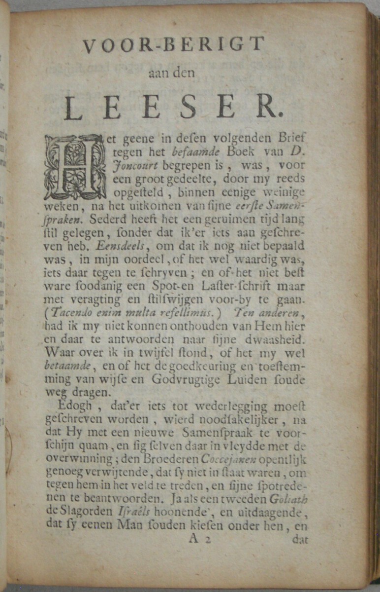 De redenen van Vreese en Hope in het midden van den tegenwoordigen Oorlog, voor de Inwoonderen van Nederland, aandagtiglijk overwoogen. En daar in Gods Voorledene, Tegenwoordige en Gehoopte toekoomende Verlossing der Kerke, door de Vertroosting der Prophetische Schriften, afgebakend en voorgesteld. WAARBIJ: Het Groote Goed van Gods Uitverkoornen, Ende Gods Wonderbaare Goedertierentheden ontrent Nederland. In den Jaare MDCCII. Over Psalm XXXI: 20. en 22-25. WAARBIJ: Brief aan een vriend nopens het boek van Mr. Joncourt, onlangs uitgekomen onder den naam van Samenspraken over de verscheide wijsen van het verklaren der H. Schrift en van Prediken, van de genen die men noemd Coccejanen en Voetianen - Afbeelding 10