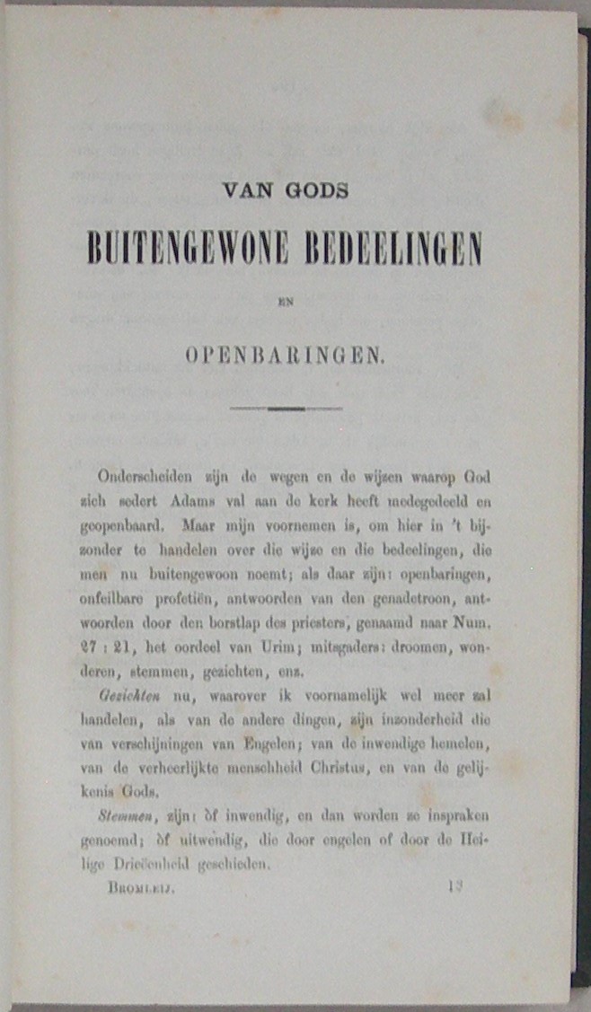Reizen der kinderen Israëls door de woestijn; voorstellende het groote en trapsgewijze werk der wedergeboorte door Thomas Bromley (met Verhandelingen van Gods buitengewone bedeelingen en wrkingen, door alle eeuwen heen), benevens: Sleutel of verklaring van het Hooglied van Salomo, door Jacobus Durham, uit het Engelsch vertaald door Jacobus Koelman, met een aanbevelend Voorwoord door N. Warmols, Predikant te Sexbierum, in Friesland. - Afbeelding 6