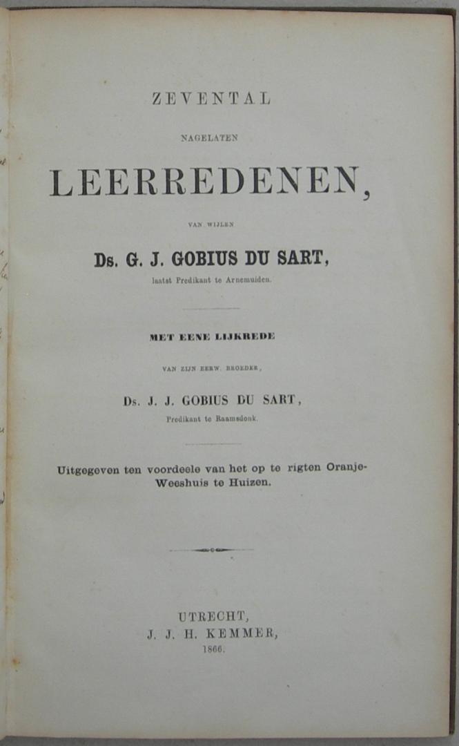 Zevental nagelaten leerredenen van wijlen Ds. G.J. Gobius du Sart, laatst predikant te Arnemuiden. Met eene lijkrede van zijn eerw. broeder, Ds. J.J. Gobius du Sart, Predikant te Raamsdonk. - Afbeelding 6