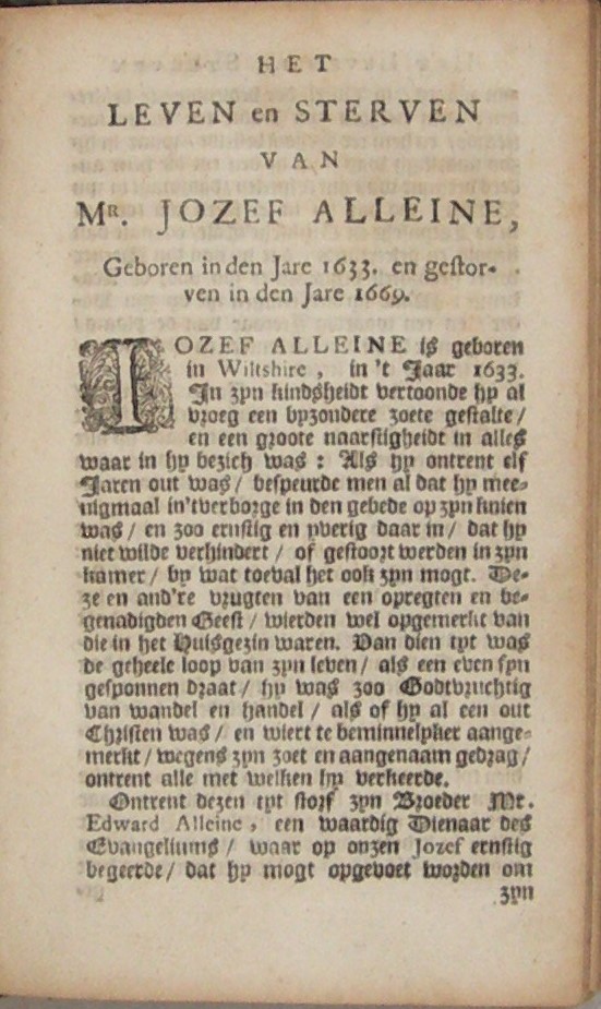 Een alarm voor onbekeerde zondaren in een ernstige verhandeling van deze gewightige hooftzaken (...) Benevens een aanhangsel van verscheide nuttige stoffen (...) En nu in 't Nederduitsch gebragt door Joannes Ubelman (...) Hier is by gevoegt het leven en sterven van Jozef Alleine. - Afbeelding 3