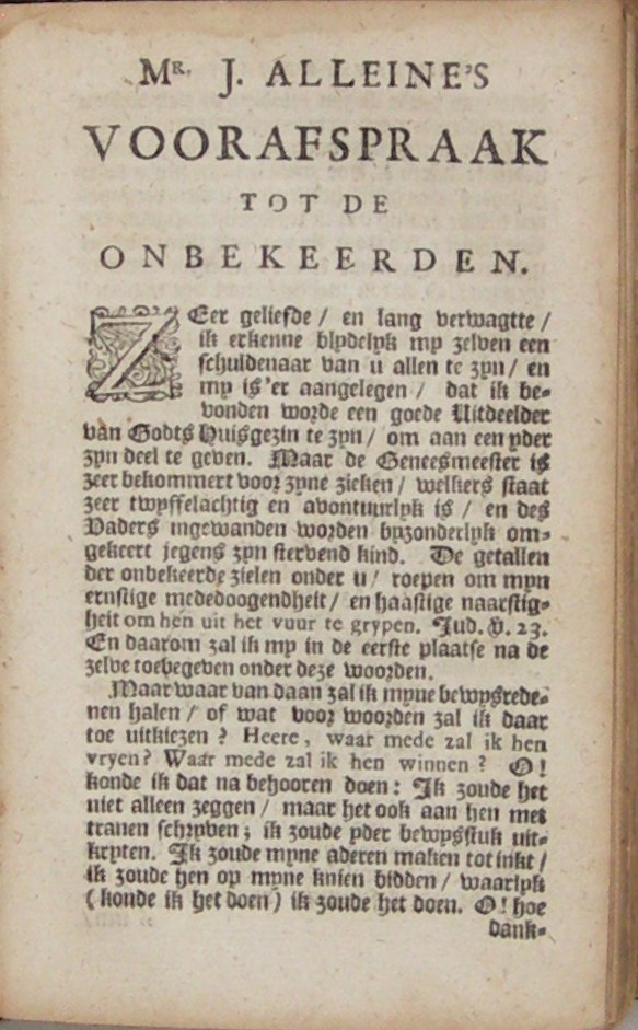 Een alarm voor onbekeerde zondaren in een ernstige verhandeling van deze gewightige hooftzaken (...) Benevens een aanhangsel van verscheide nuttige stoffen (...) En nu in 't Nederduitsch gebragt door Joannes Ubelman (...) Hier is by gevoegt het leven en sterven van Jozef Alleine. - Afbeelding 4