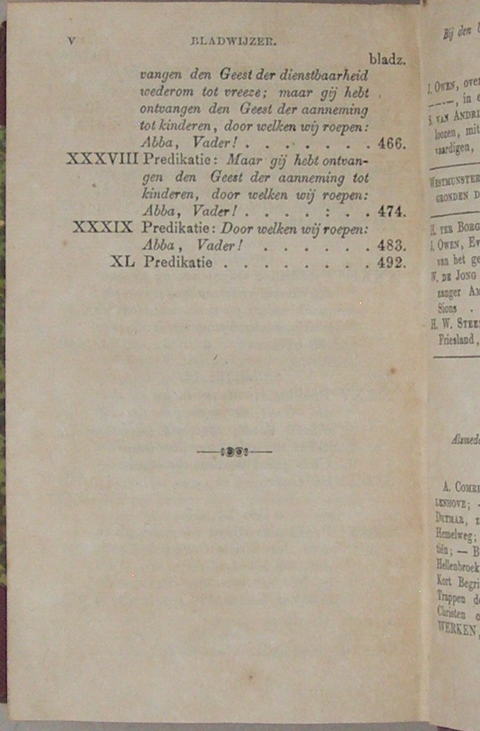 Des zondaars heiligdom, of ontdekking van de heerlijke privilegien, aangeboden aan de boetvaardigen en geloovigen onder het evangelie, In XL predicaties over Rom. VIII:1-15 (...) Uit het engelsch vertaald door Jakobus Koelman (...) Met eene aanprijzende voorrede van (...) M. Leydecker (...) Nieuwe uitgave met een voorwoord door J. Beijer, Predikant te Leeuwarden. - Afbeelding 8