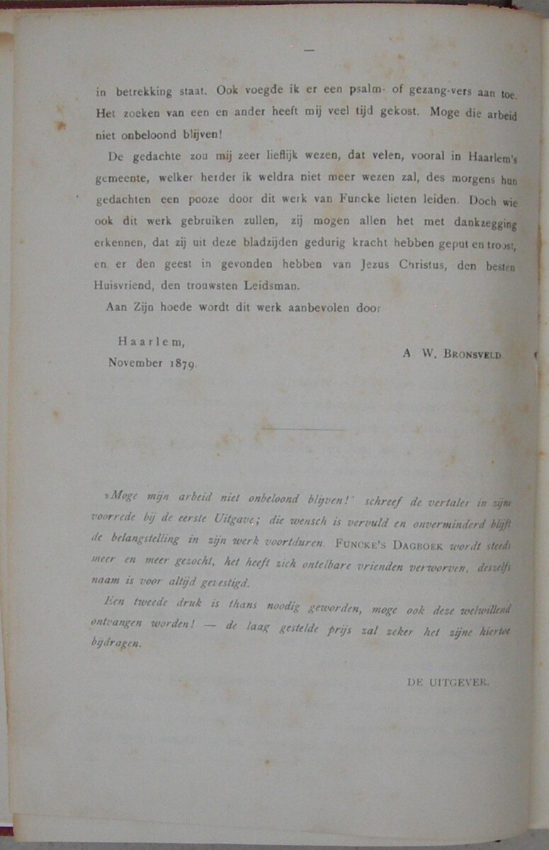 Waak op, mijn ziel! Christelijk Dagboek van Otto Funcke (...). Uit het Hoogduitsch door Dr. A.W. Bronsveld. Tweede druk. - Afbeelding 5